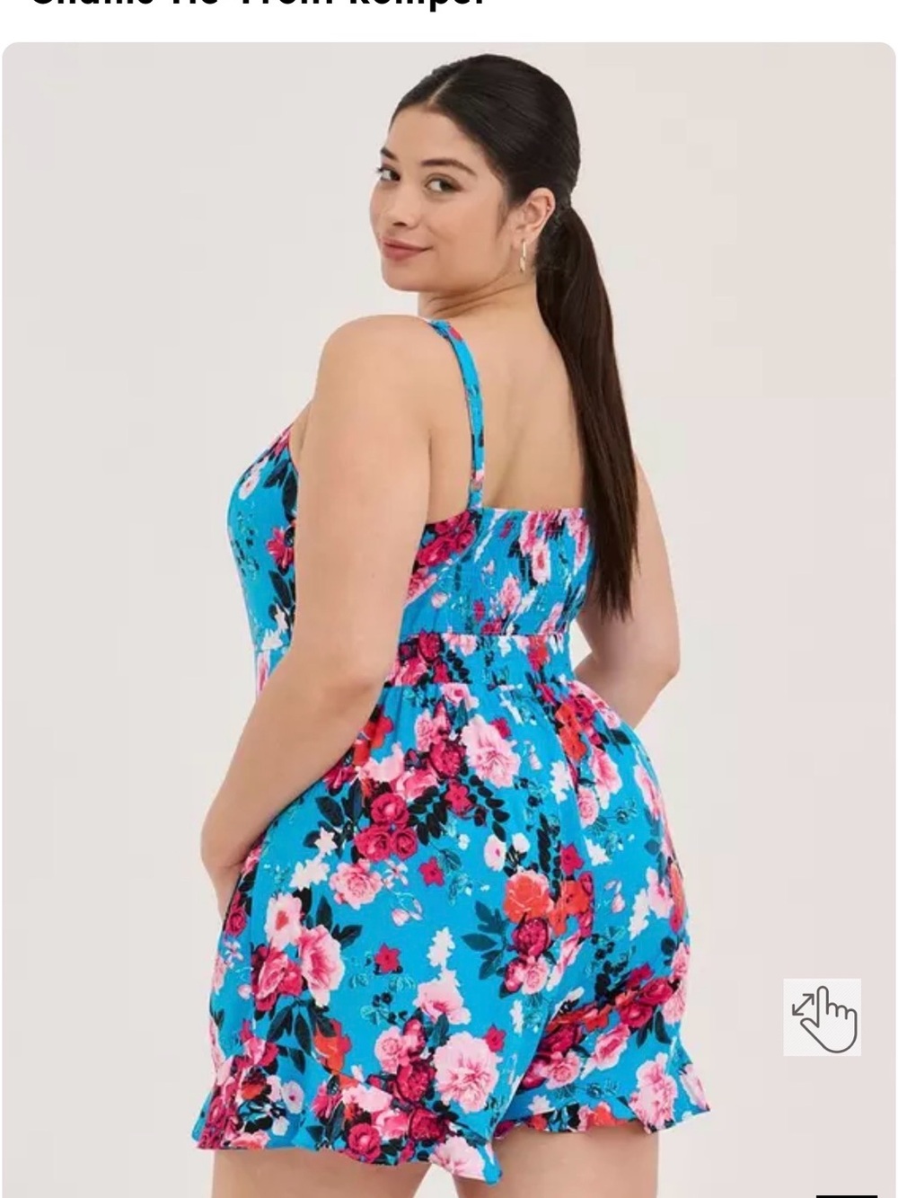 torrid Bright Blue Floral Romper with Pink & Red Accents